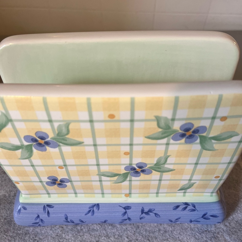 Pfaltzgraff Summer Breeze Napkin Holder Vintage Ceramic Cottagecore - Picture 2 of 10